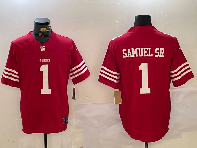 Men San Francisco 49ers #1 Samuel sr Red Three generations 2024 Nike Vapor Limited NFL Jersey style 1->san francisco 49ers->NFL Jersey